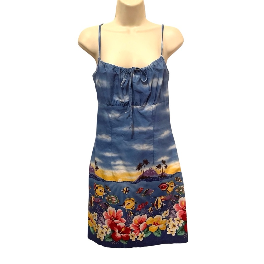 Vintage MD Spaghetti Strap Tropical Dress Made in Hawaii XS 100% Cotton